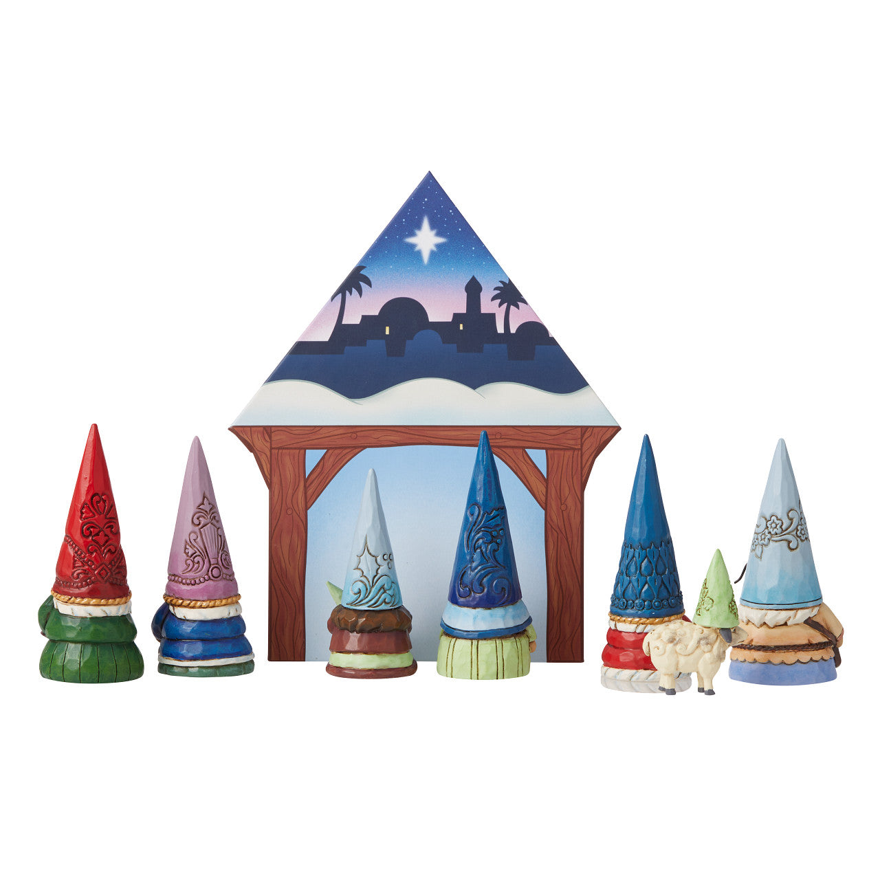 Small but Miraculous - A Set of 8 Mini Gnome Christmas Pagent Figurine