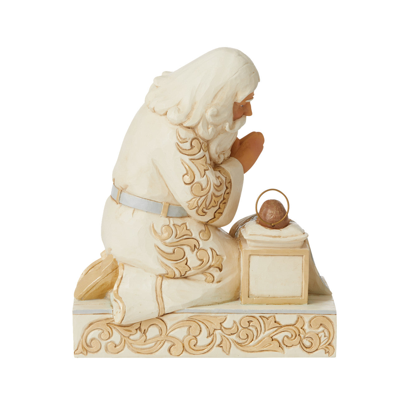 Kneeling Before a King - Holiday Lustre Santa With Baby Jesus Figurine