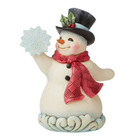 Winter's Simple Joys - Winter Wonderland Snowman Holding Snowflake Figurine