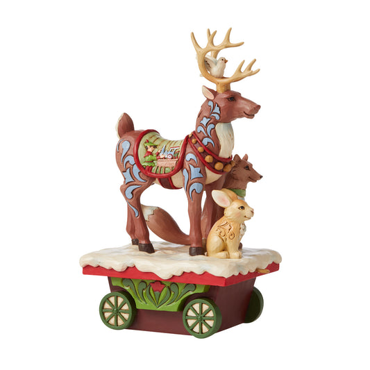 Onward Toward Wintry Adventures - Reindeer Train Car Figurine