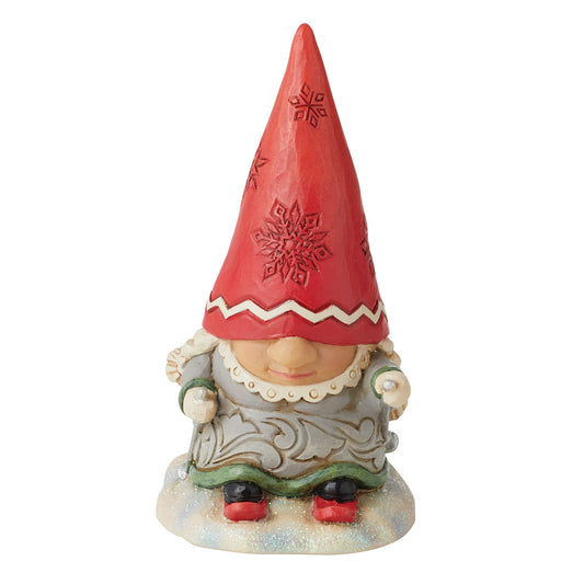 Gnome on the Slopes - Gnome With Braids Skiing Figurine