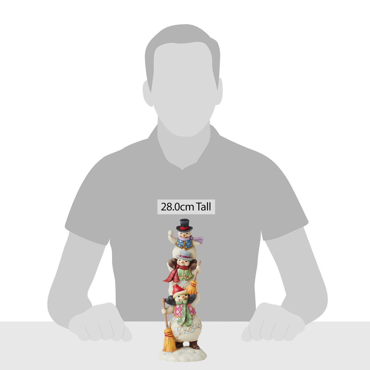 Snowing Stack of Holiday Fun - Three Stacked Snowmen Figurine