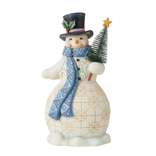 Ain't No Man LIke a Snowman - Snowman Holding Tree Figurine