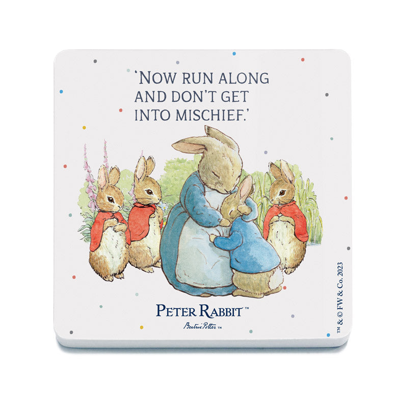 Beatrix Potter - 'Now run along and don't get into mischief' (Drinks Coaster)