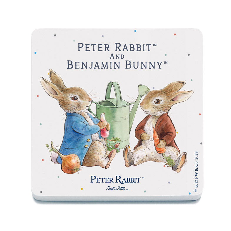Beatrix Potter - Peter Rabbit and Benjamin Bunny eating (Drinks Coaster)
