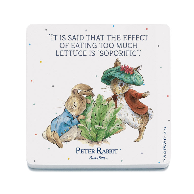 Beatrix Potter - Peter Rabbit and Benjamin Bunny with Lettuce (Drinks Coaster)