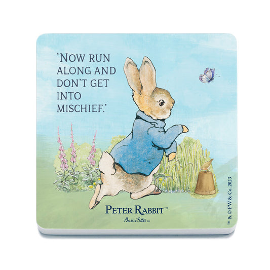 Beatrix Potter - Peter Rabbit - Now run along and don't get into mischief (Drinks Coaster)