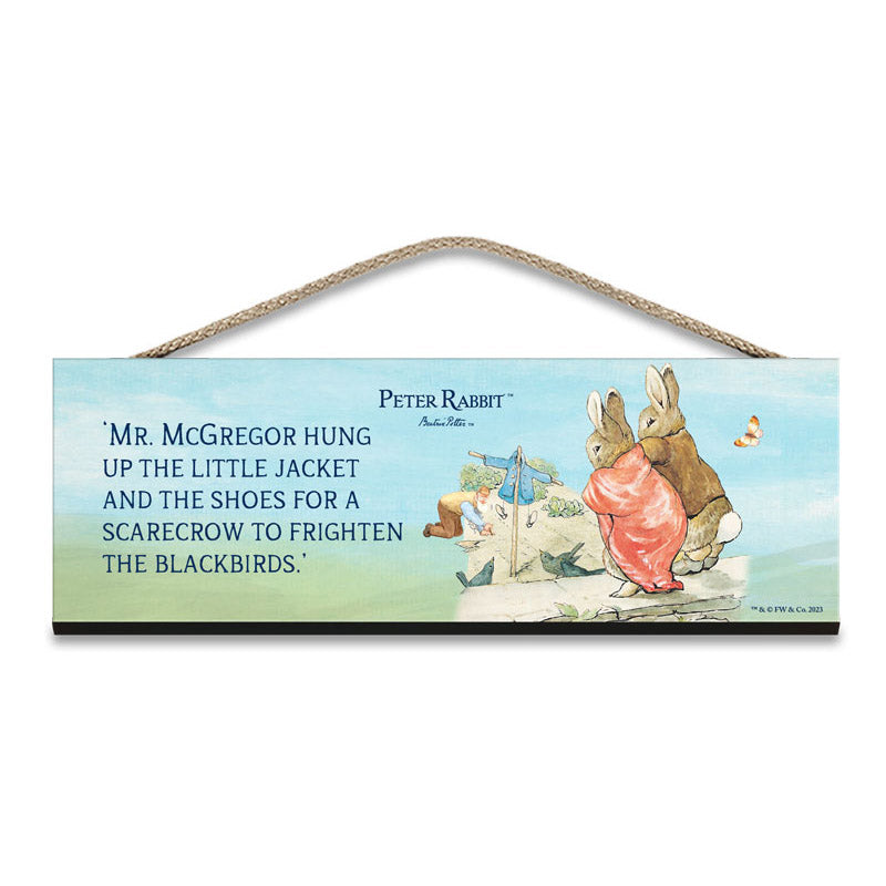 Beatrix Potter - Flopsy and Benjamin Bunny - Mr McGregor hung up the little jacket… (Wooden Sign)