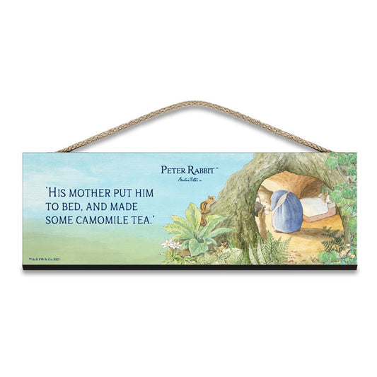Beatrix Potter - Mrs Rabbit - His Mother put him to bed… (Wooden Sign)