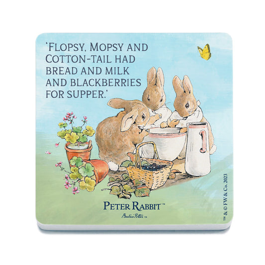Beatrix Potter - Flopsy, Mopsy and Cotton-Tail had bread and milk… (Drinks Coaster)