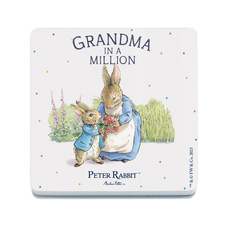 Beatrix Potter - Peter Rabbit - GRANDMA in a MILLION (Drinks Coaster)