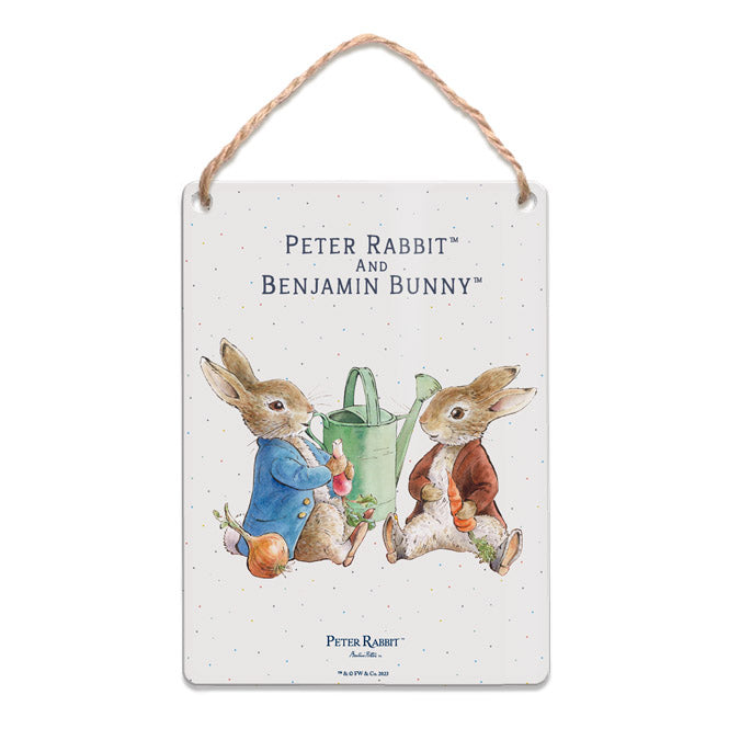 Beatrix Potter - Peter Rabbit and Benjamin Bunny eating (Dangler Sign)