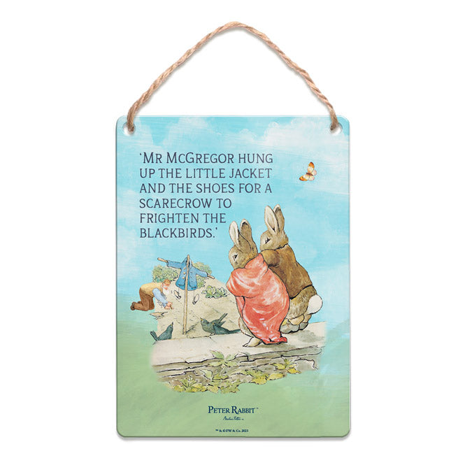 Beatrix Potter - Flopsy and Benjamin Bunny - Mr McGregor hung up the little jacket… (Dangler Sign)