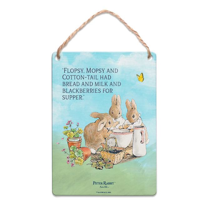Beatrix Potter - Flopsy, Mopsy and Cotton-Tail had bread and milk… (Dangler Sign)