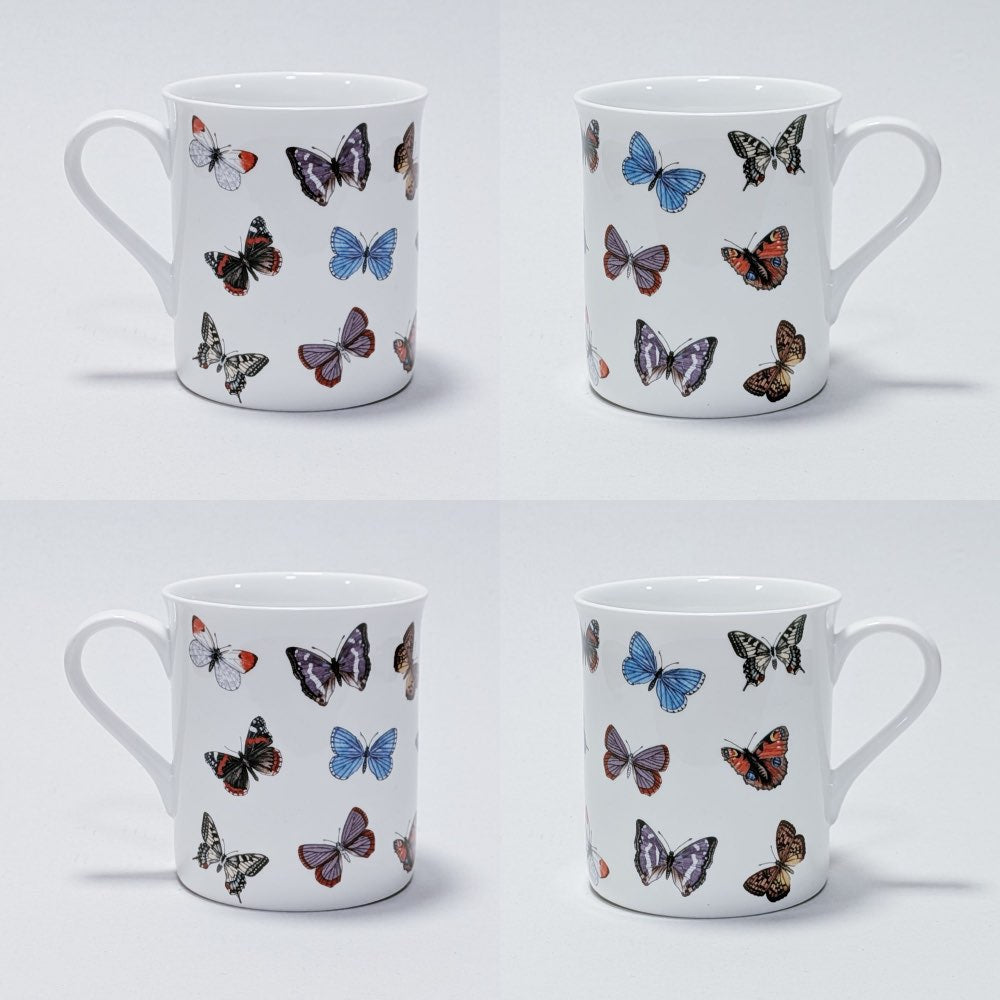 Butterflies Set 4 Fine Bone China Mug