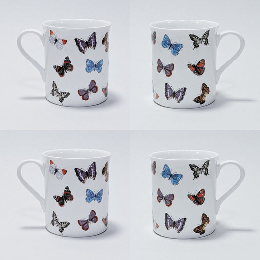 Butterflies Set 4 Fine Bone China Mug