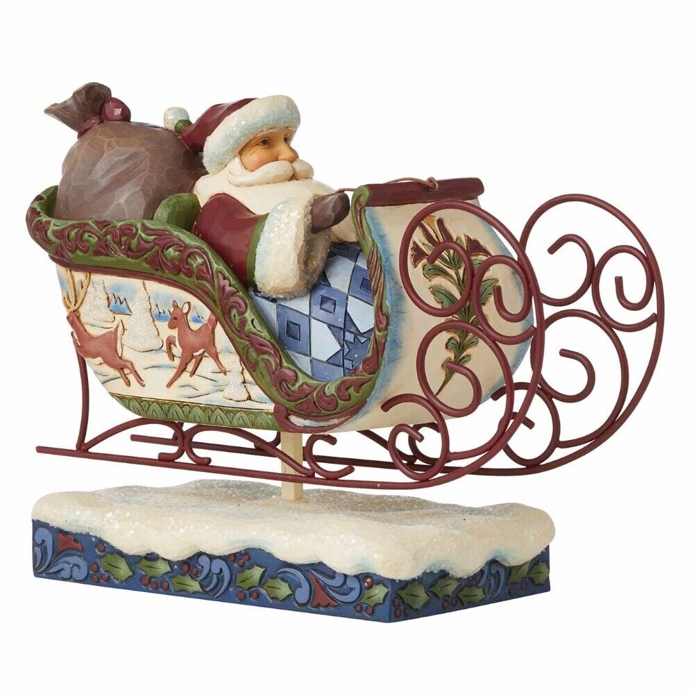 Flight of Festive Fancy - Victorian Santa in Sleigh Figurine