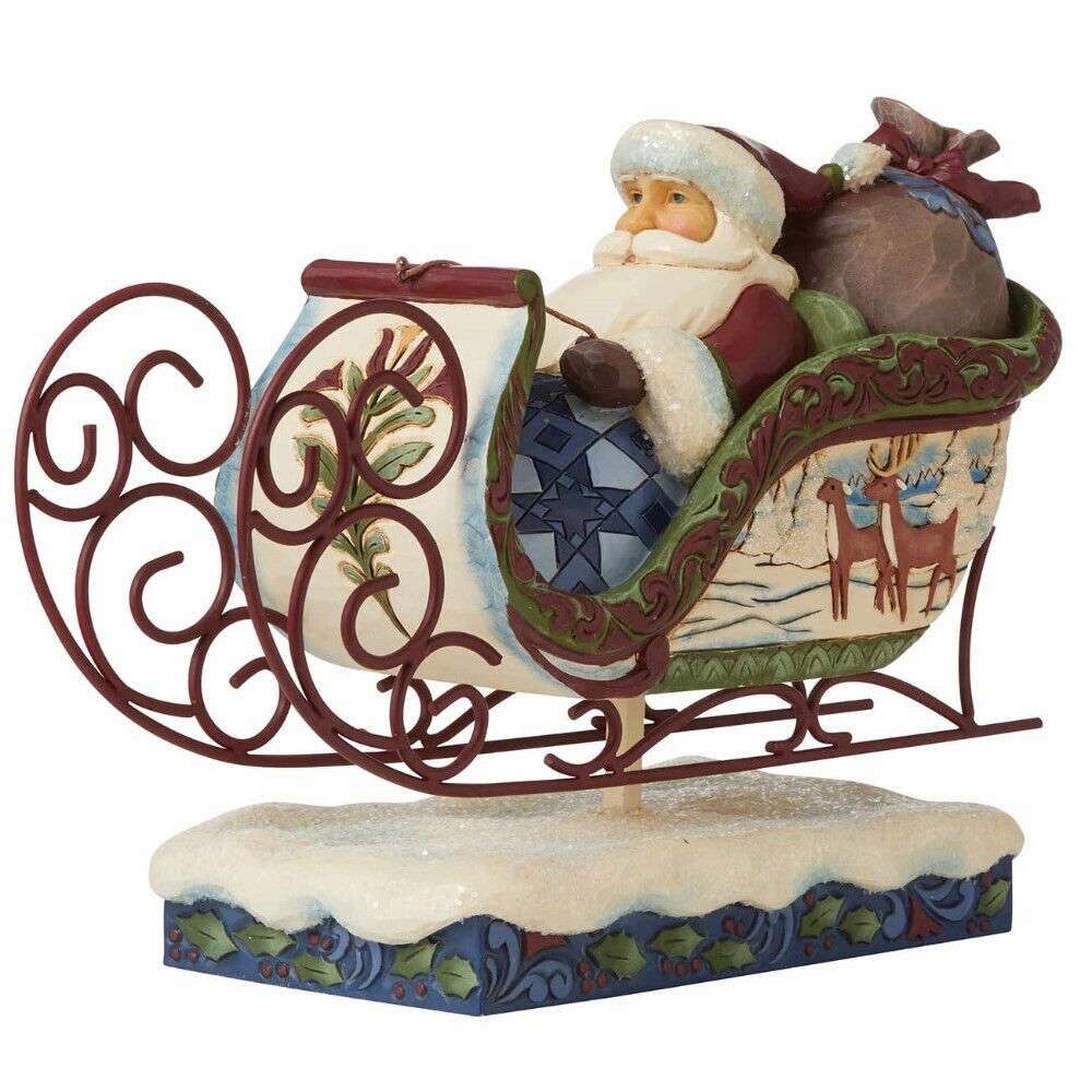 Flight of Festive Fancy - Victorian Santa in Sleigh Figurine