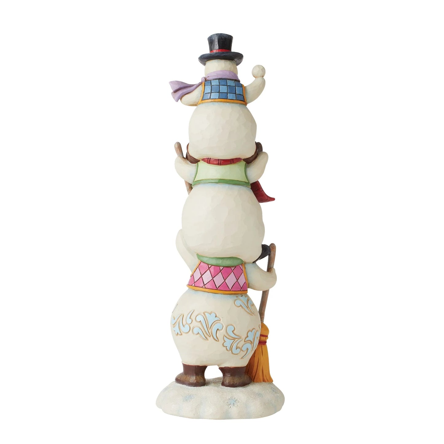 Snowing Stack of Holiday Fun - Three Stacked Snowmen Figurine