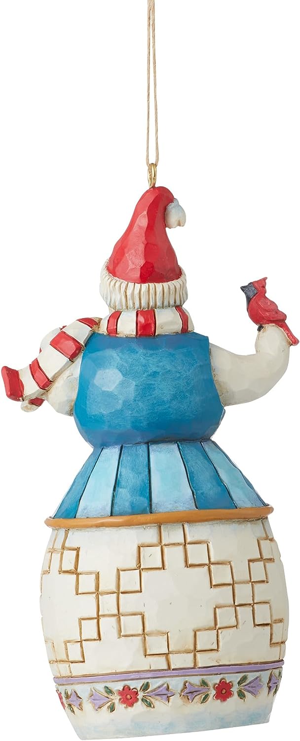 Snowman With Cardinal Scene Hanging Ornament
