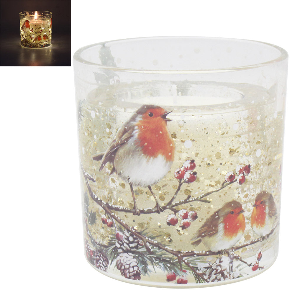 Christmas Robins - LED Gel Candle