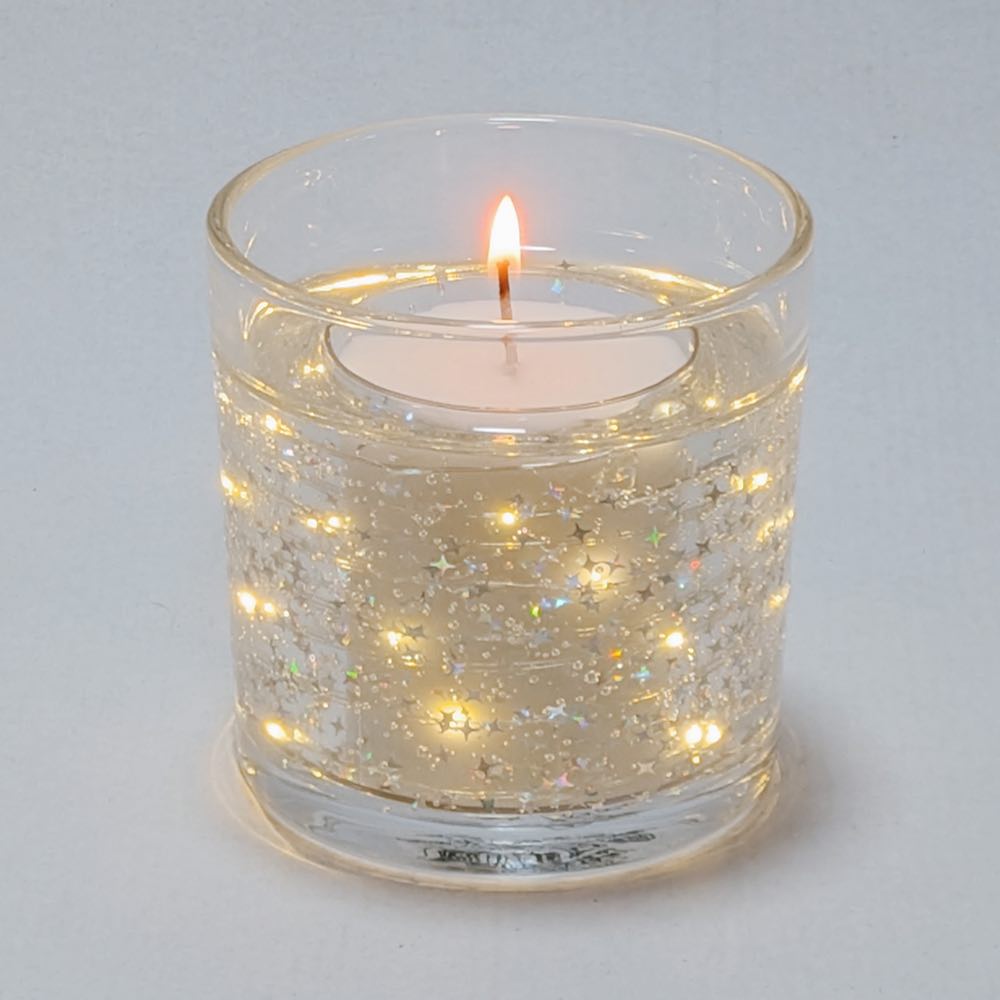 Silver Stars - LED Gel Candle