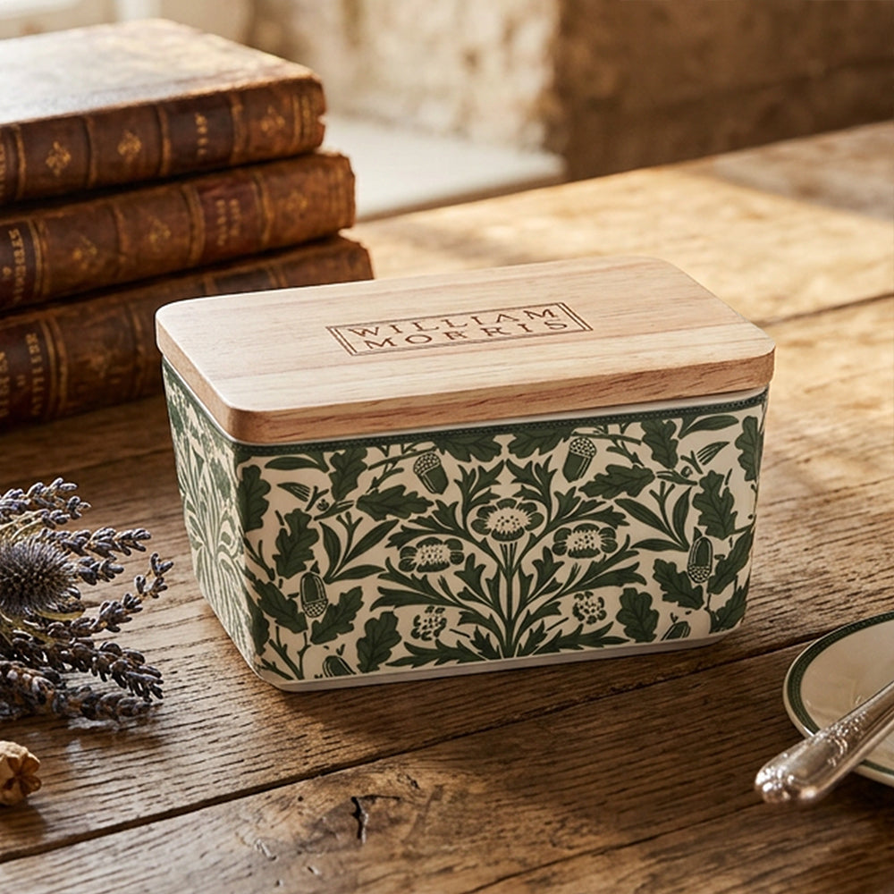 William Morris' Acorn Butter Dish with Wooden Lid