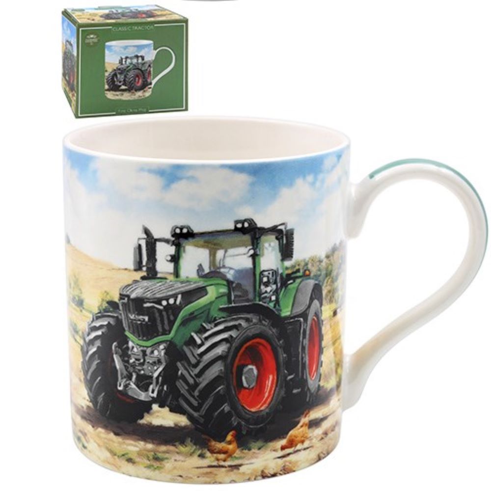 Green with Red Wheels Tractor Mug