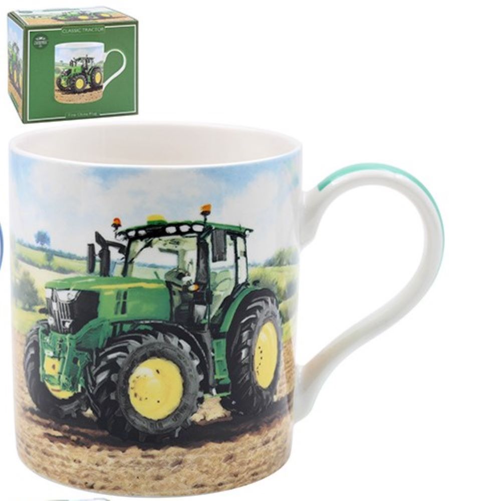 Green with Yellow Wheels Tractor Mug