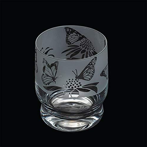 Aspect Etched Glass Tumbler - Butterflies