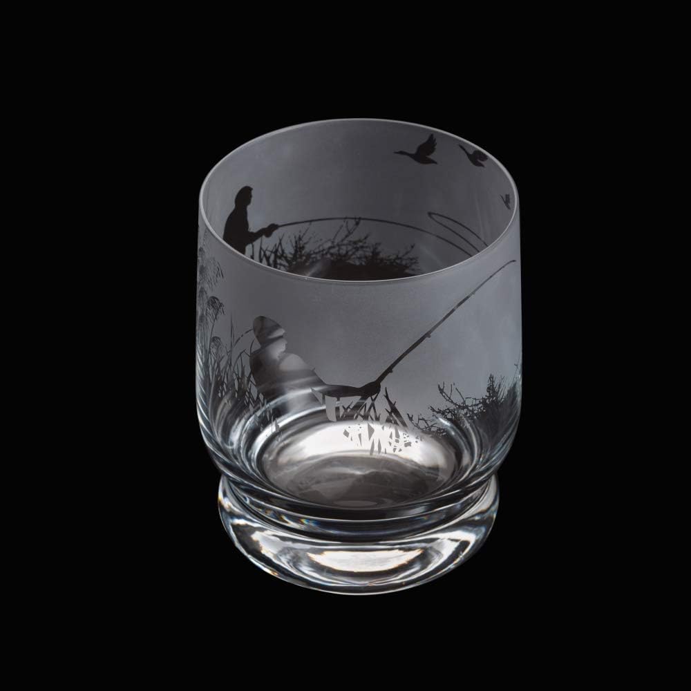 Aspect Etched Glass Tumbler - Fly Fishing