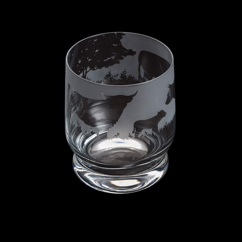 Aspect Etched Glass Tumbler - Highland Cattle