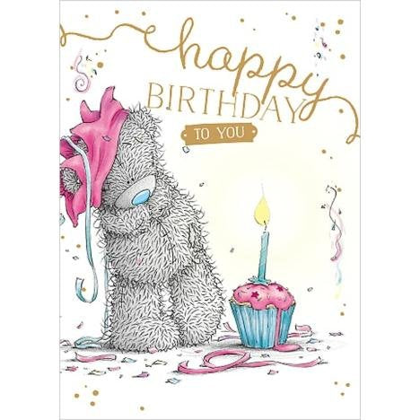 Bear with candle cupcake - Birthday Card