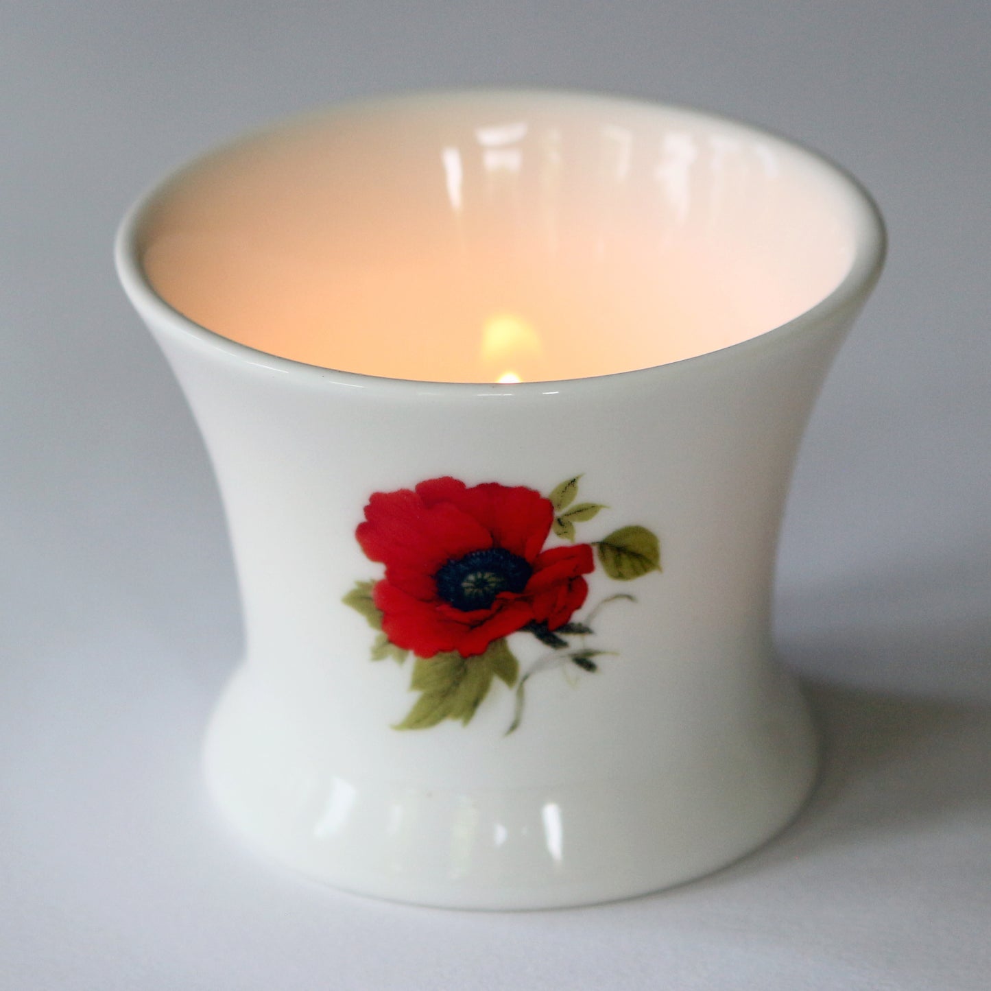 Remembrance Poppy Bone China Tea Light Holder - Lest we forget…