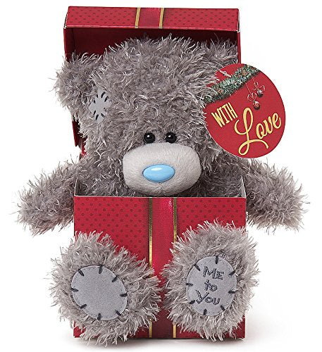 Teddy sitting in Xmas Gift Box - 7'' Bear
