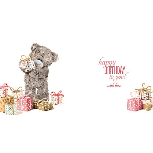 Bear Holding Gift Birthday Card (3D Holographic)