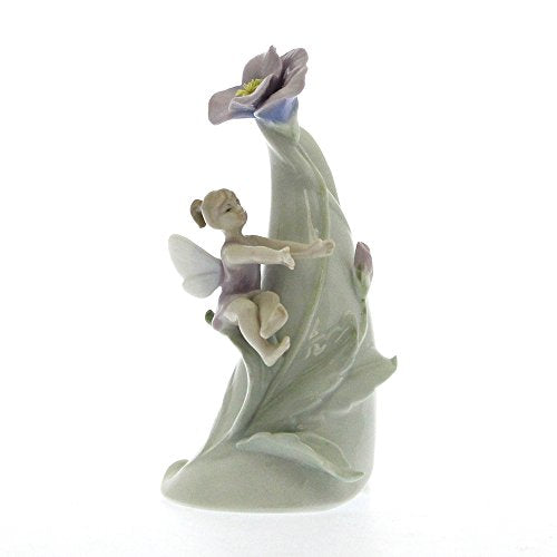 Pixie on Flowering Tree Stump Glazed Figurine and working bell