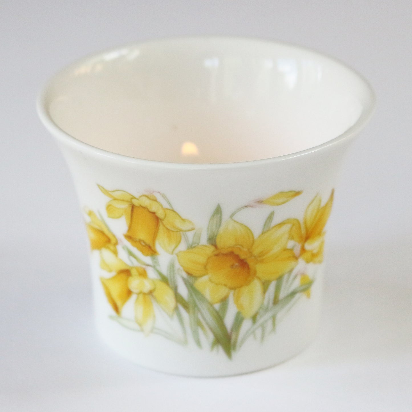 Daffodil Bone China Tea Light Holder - Thank You
