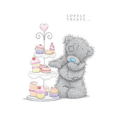 Bear with Cupcake Stand - Lovely Treats Birthday Card