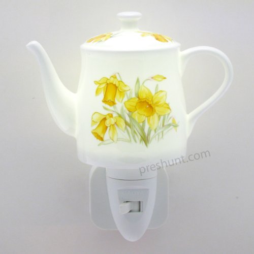 Night Light, Coffee Pot shape - Daffodil Floral Design