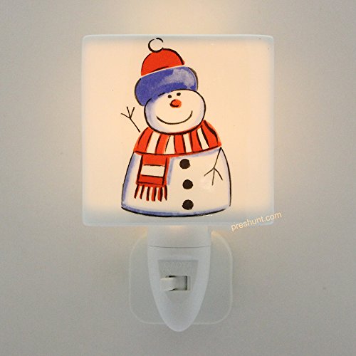 Night Light, Square face shaped - Happy Snowman Design