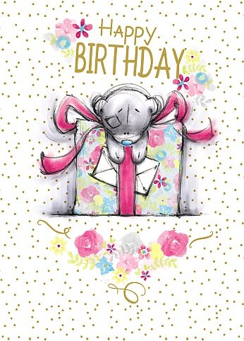 Bear with Big Gift - Birthday Card