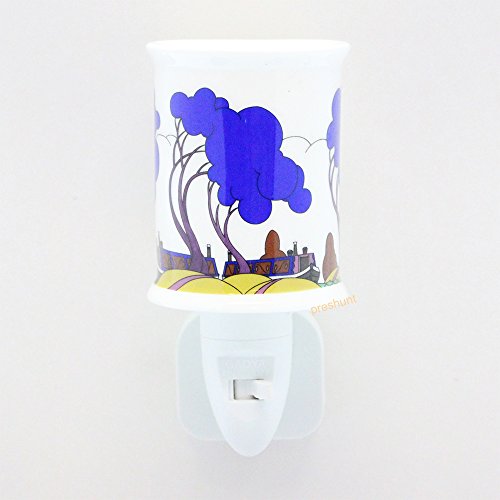 Night Light - Canel Boat, Blue Trees Design - Clarice Cliff inspired