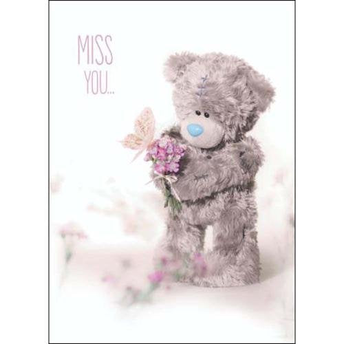 Bear with Flower and Butterfly - Miss You Card