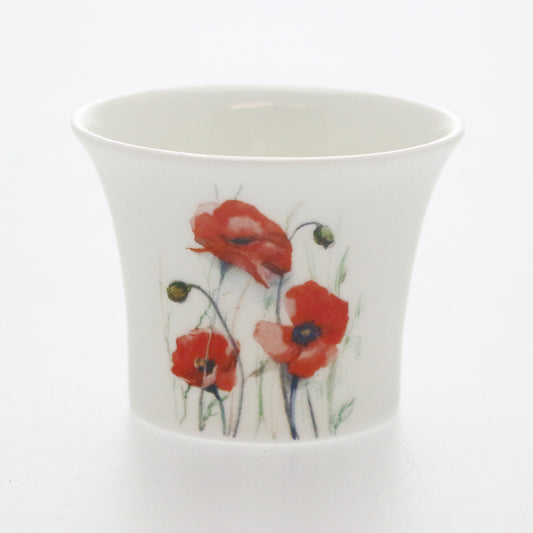 Red Poppies Bone China Tea Light Holder - Thank You