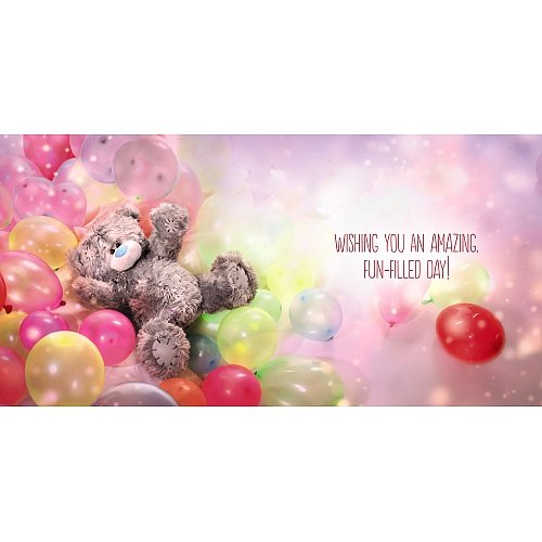 Bear in Balloon Pool Birthday Card (3D Holographic)