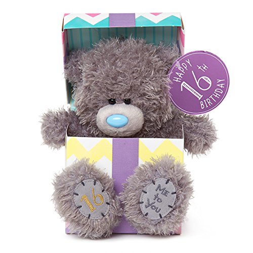 16th Birthday Teddy sitting in Gift Box - 7'' Bear