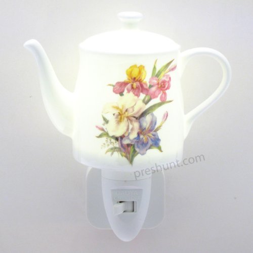 Night Light, Coffee Pot shape - Iris Floral Design