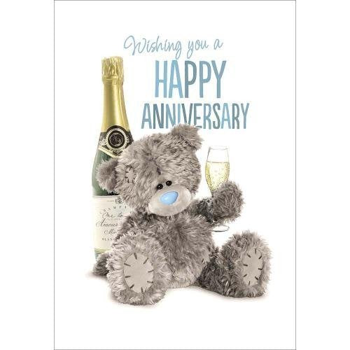 Bear with Bubbly Glass - Anniversary Card
