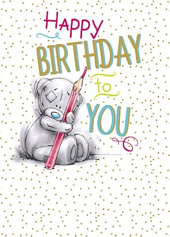Bear with Pencil - Birthday Card